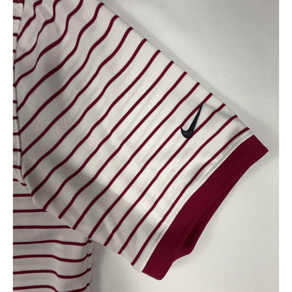 Nike Golf Polo Shirt Standard Fit Dri-Fit white red Striped Stretch Men's Sz L - Picture 5 of 13